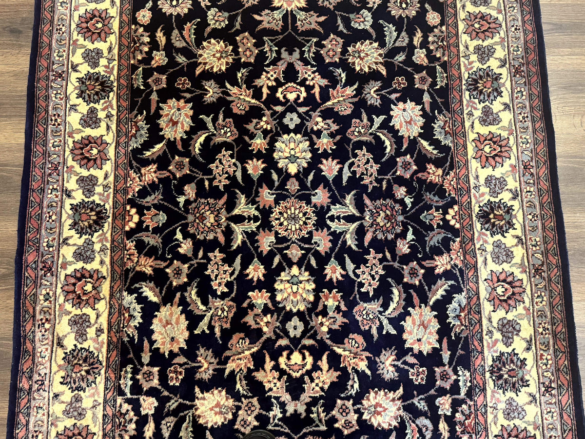 Sino Persian Rug 4x6, Navy Blue and Cream, Floral Allover Oriental Carpet - Jewel Rugs, view 4