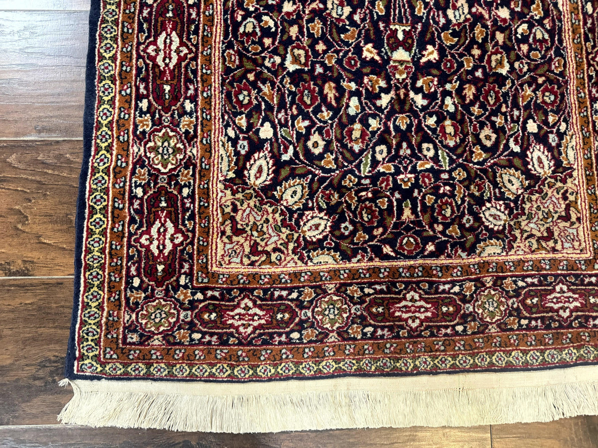 Indo Kashmiri Rug 3x5, Navy Blue, Very Fine 400 KPSI, Pair A - Jewel Rugs, view 9