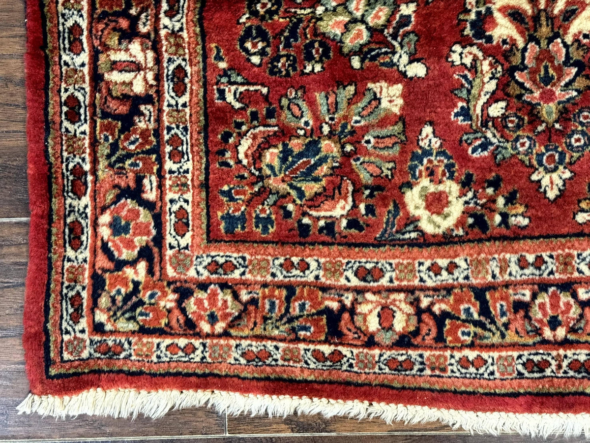 Red Persian Sarouk Rug 3 x 5.8, Antique Wool Carpet, 210 KPSI - Jewel Rugs, view 9