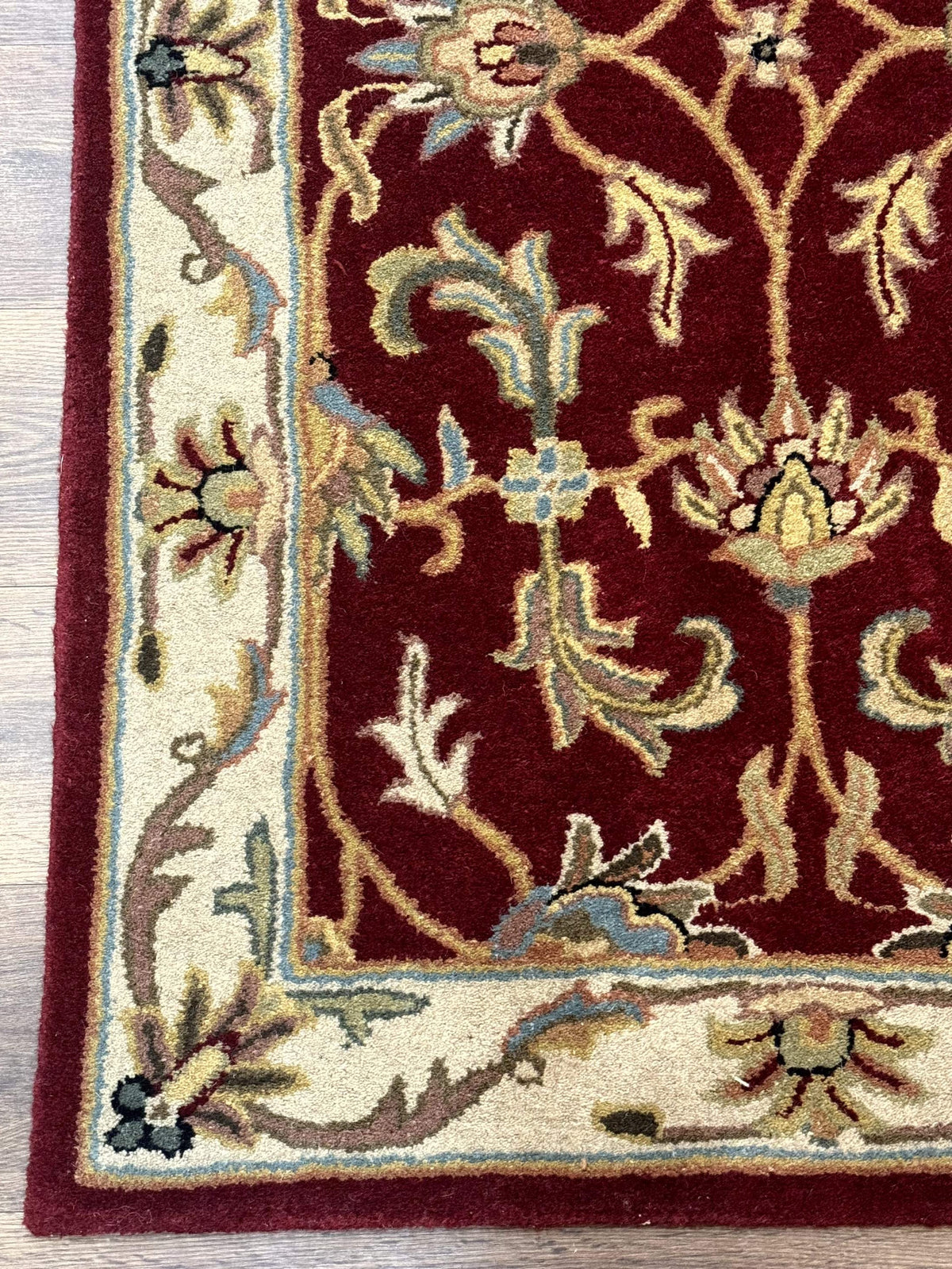 Small Floral Wool Rug 3x5, Safavieh Heritage Collection, Dark Red, Pair B - Jewel Rugs, view 8