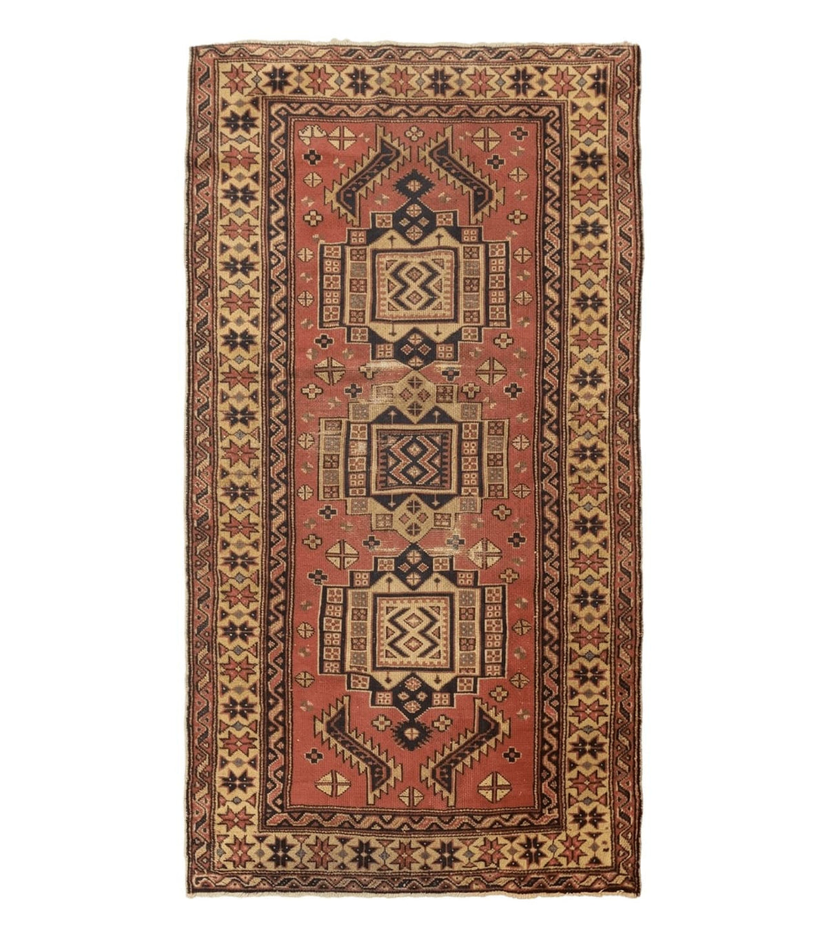 Antique Turkish Sparta Rug 3x6, Geometric Caucasian Kazak Pattern, Handmade - Jewel Rugs