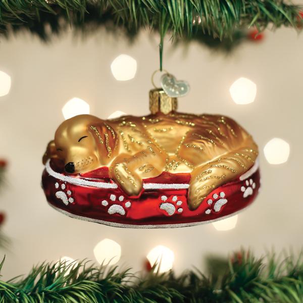 Sleepy Golden Retriever Ornament