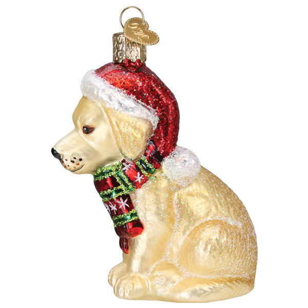 Holiday Yellow Labrador Puppy Ornament