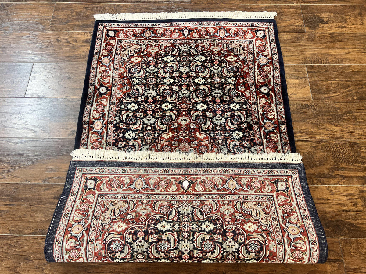 Indo Persian Rug 3x4, Herati Allover Pattern, Midnight Blue and Red, Small Vintage Handmade Wool Rug - Jewel Rugs, view 11