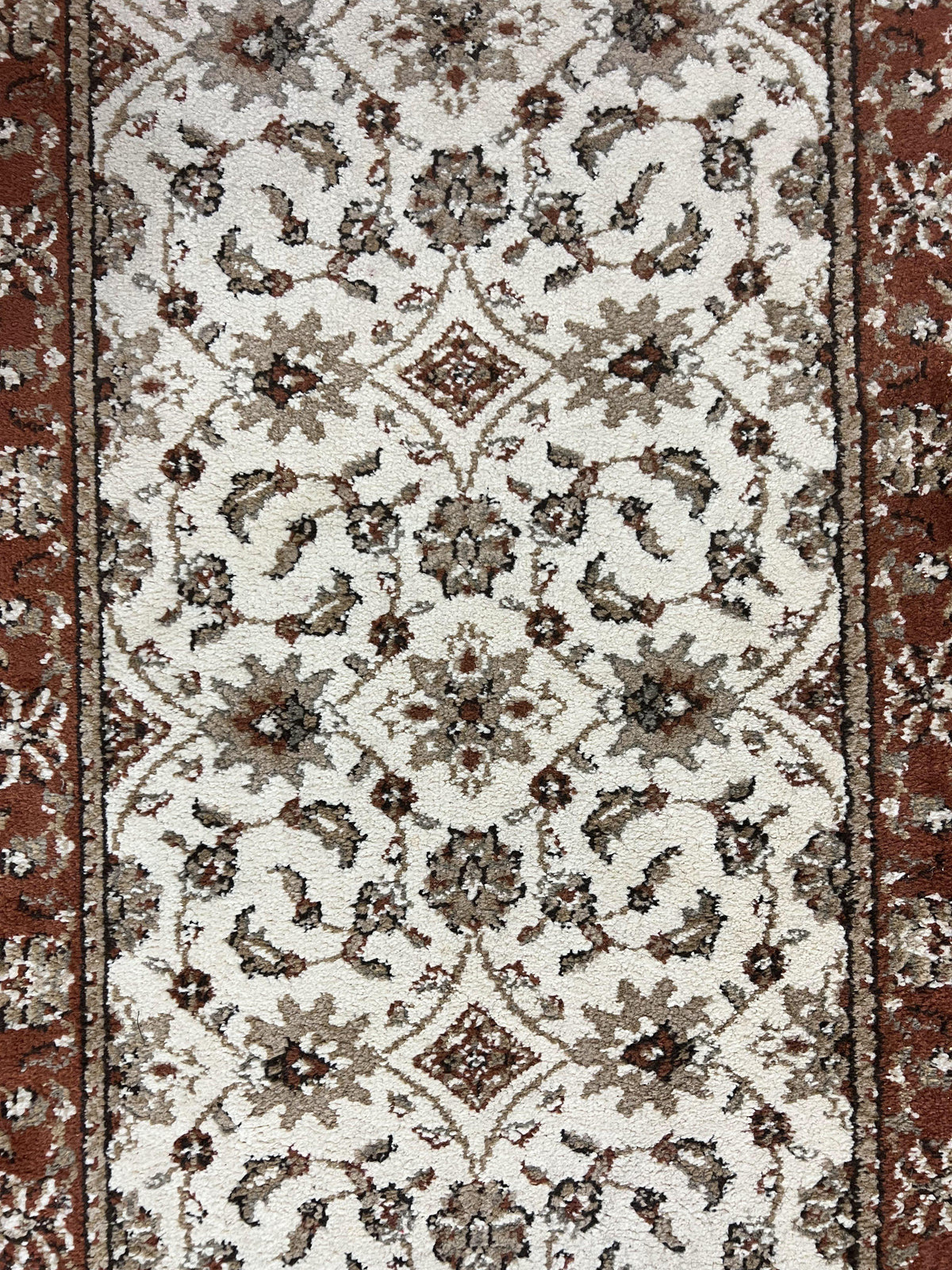 Runner Rug 2 x 7.6, Skinny Runner, Oriental Rug for Hallway, Ivory & Rust Red, Floral Allover - Jewel Rugs, view 5