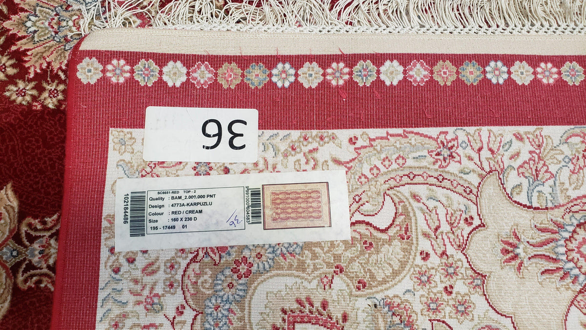 Dark Red Silk Carpet 5.3 x 7.6 ft, 5x8 Silk Rug, New Turkish Silk Carpet, Mint Condition, Beige & Red Area Rug, Bamboo Silk, High Quality - Jewel Rugs, view 11