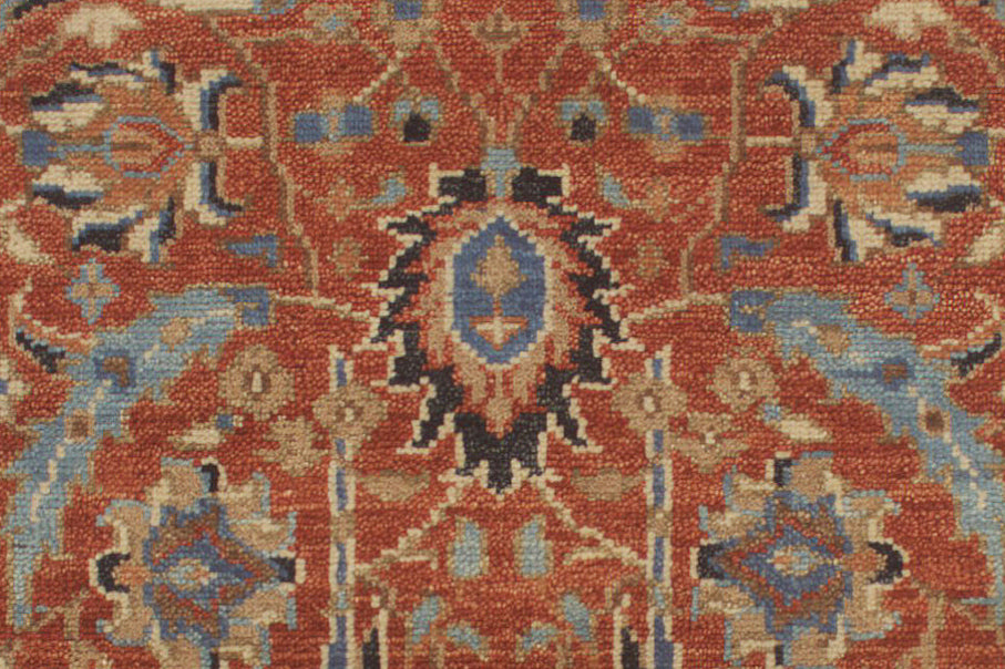 Traditional Persian Hand Knotted New Zealand Wool Rug | Rust & Blue Floral Vintage Area Rug — 2x3 ft'