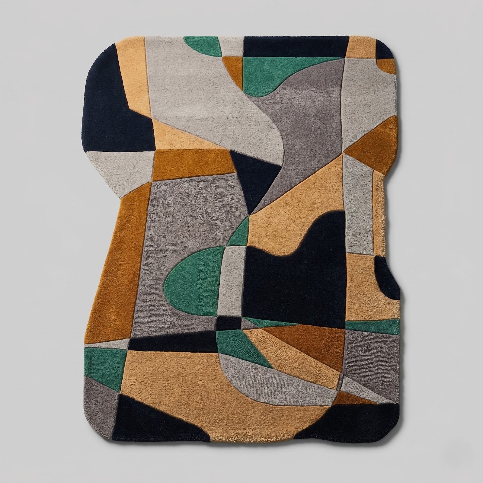 Abstract Geometric Hand Tufted Wool Rug | Irregular Shape Modern Area Rug — 2x3 ft'