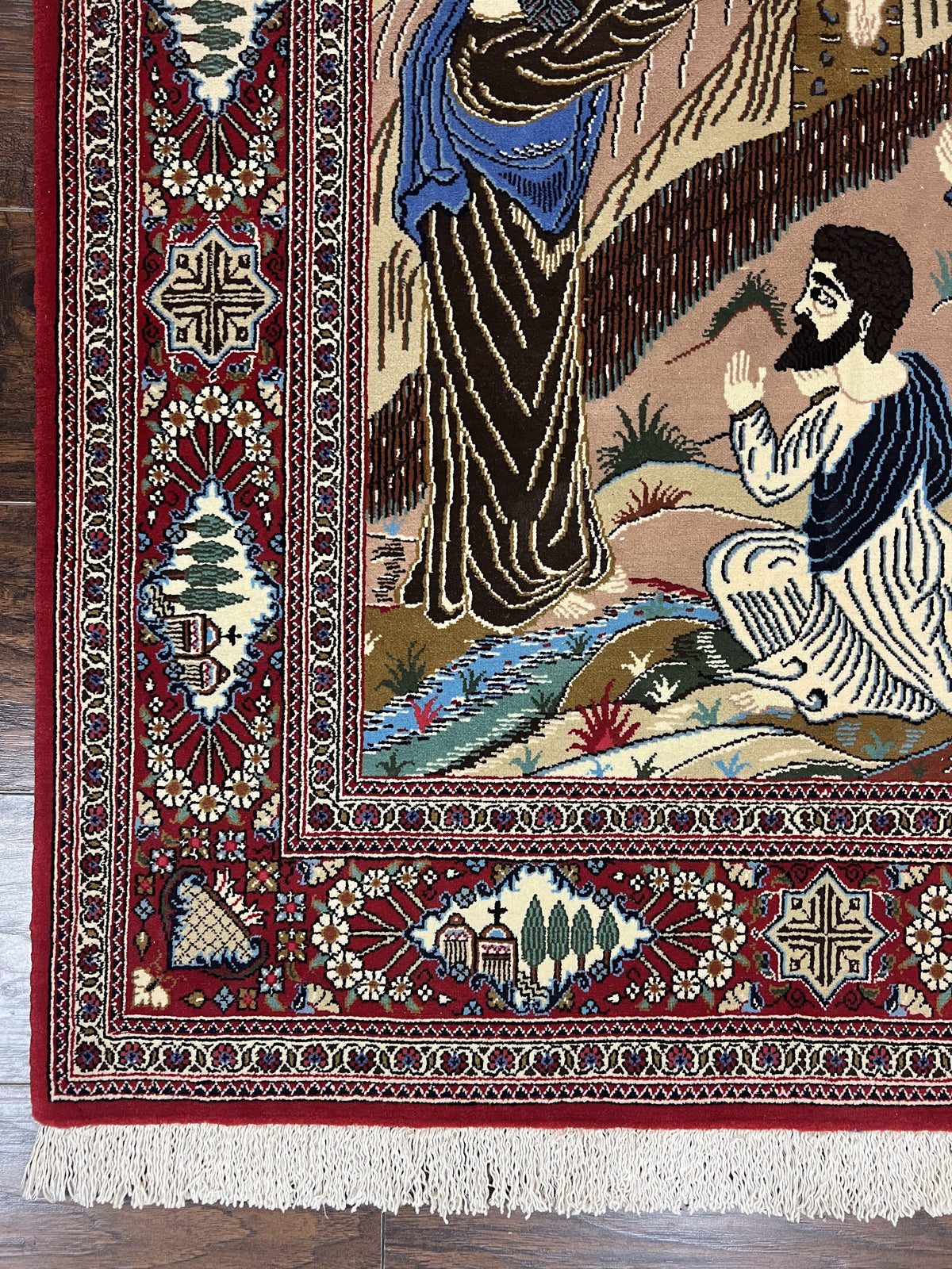 Persian Kashan Pictorial Rug 3x5 - Jesus on Cross - Jewel Rugs, view 8