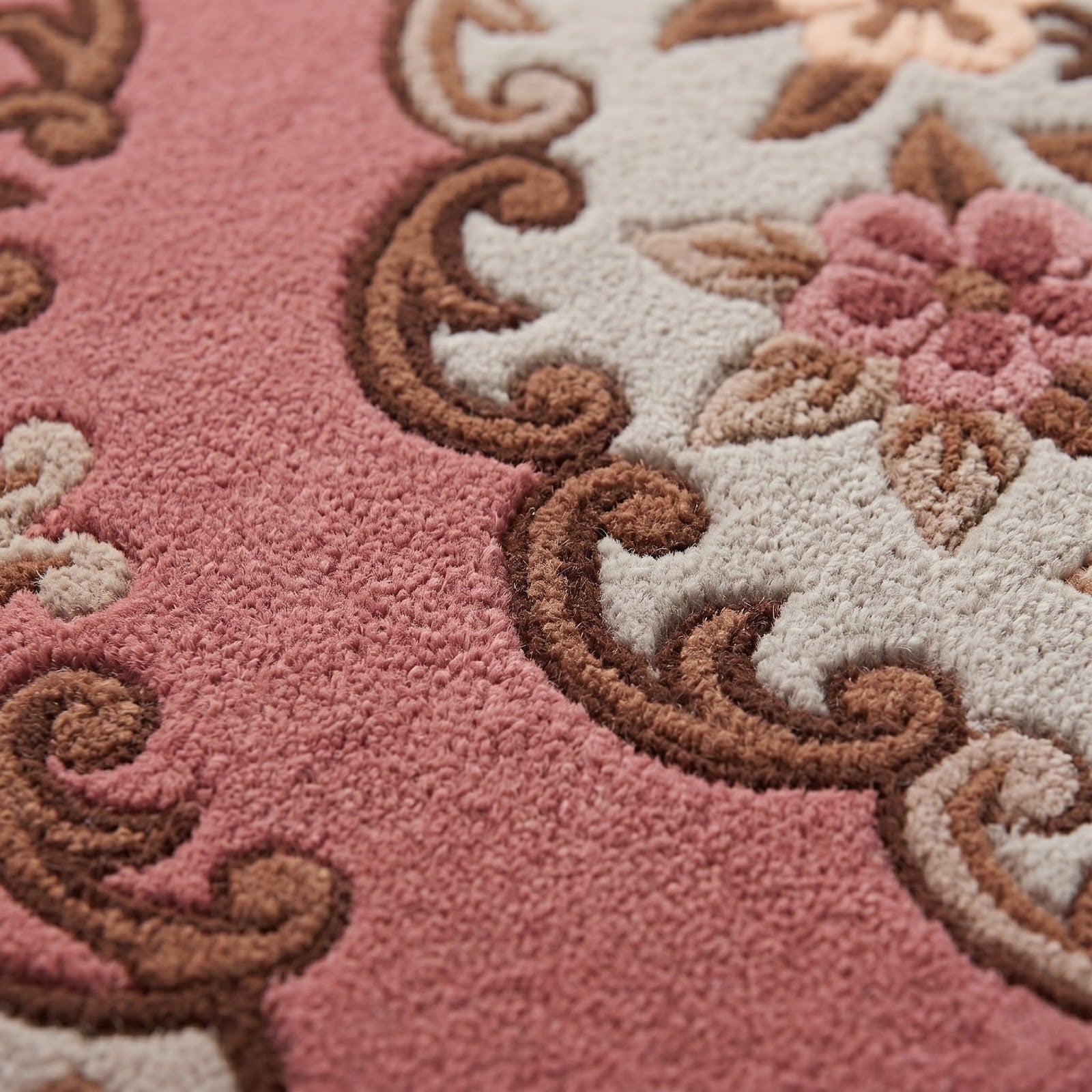 Vintage Floral Hand Tufted Wool Rug | Pink Rose Medallion Area Rug — 2x3 ft'
