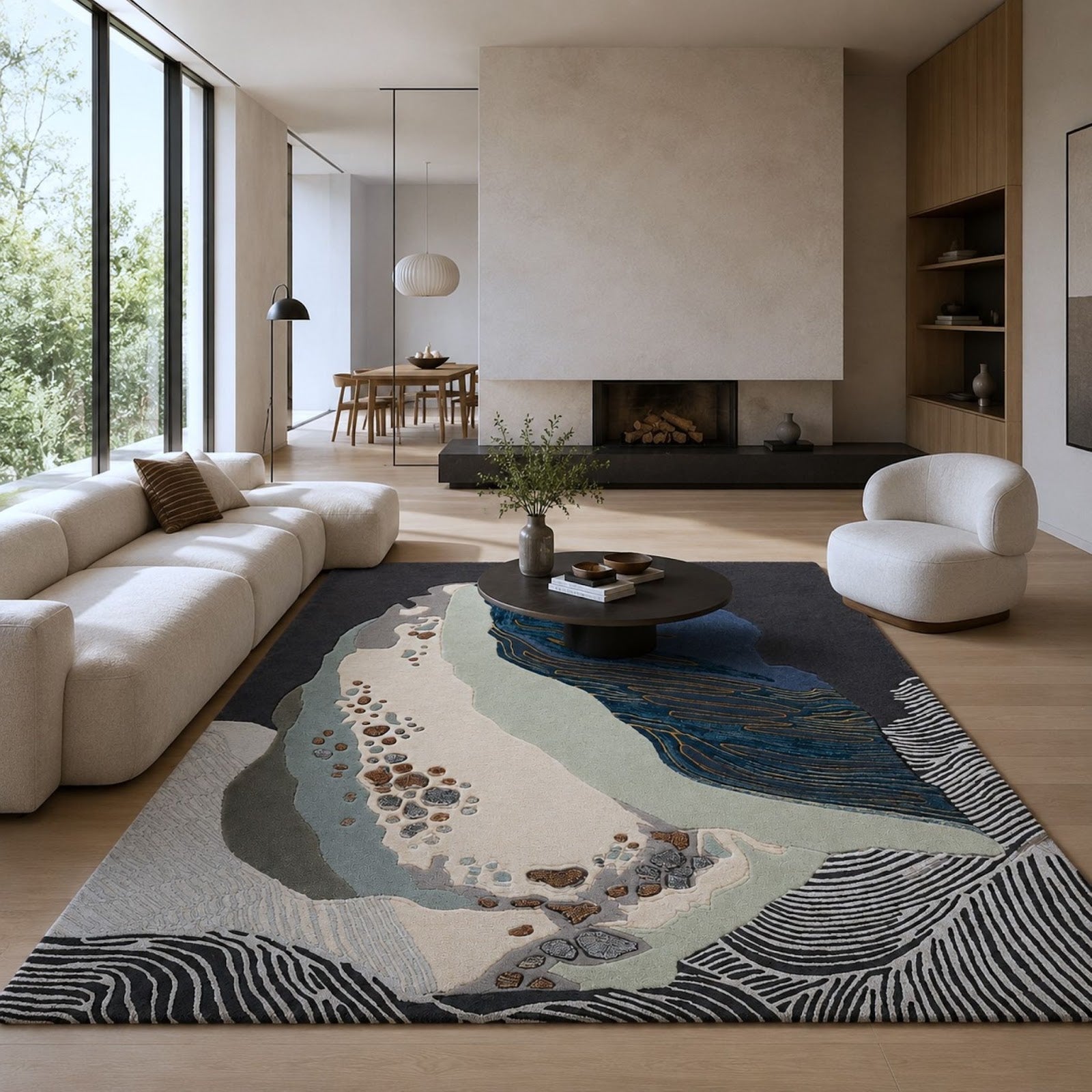 Abstract Geode Hand Tufted Wool Rug | Organic Stone Formation Area Rug — 2x3 ft'