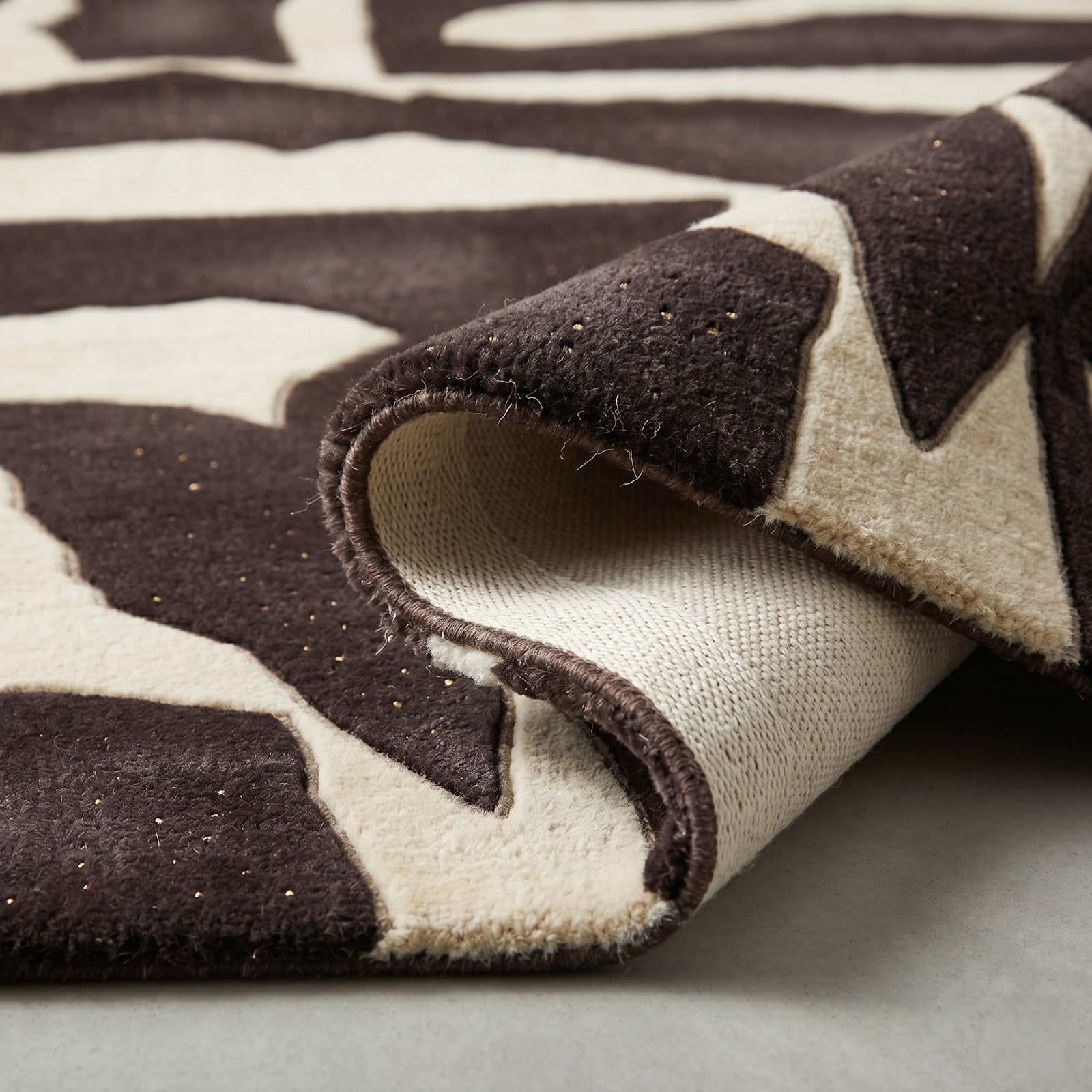 Modern Abstract Hand Tufted Wool Rug | Espresso Brown & Ivory Organic Area Rug — 2x3 ft'