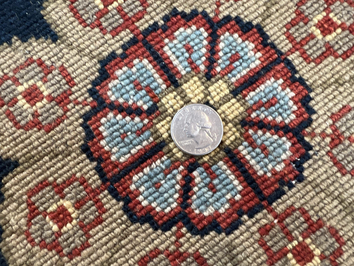 Indo Persian Rug 9x12, Hand Knotted Traditional Indian Wool Oriental Carpet 9 x 12 ft, Maroon and Navy Blue, Floral Allover 9x12 Vintage Rug - Jewel Rugs, view 10