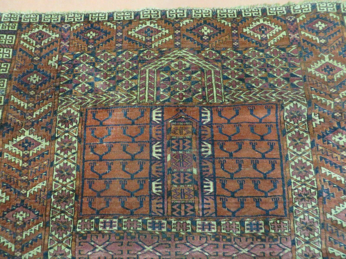 Antique Turkoman Ensi Wool Rug 4x5 - Jewel Rugs, view 3
