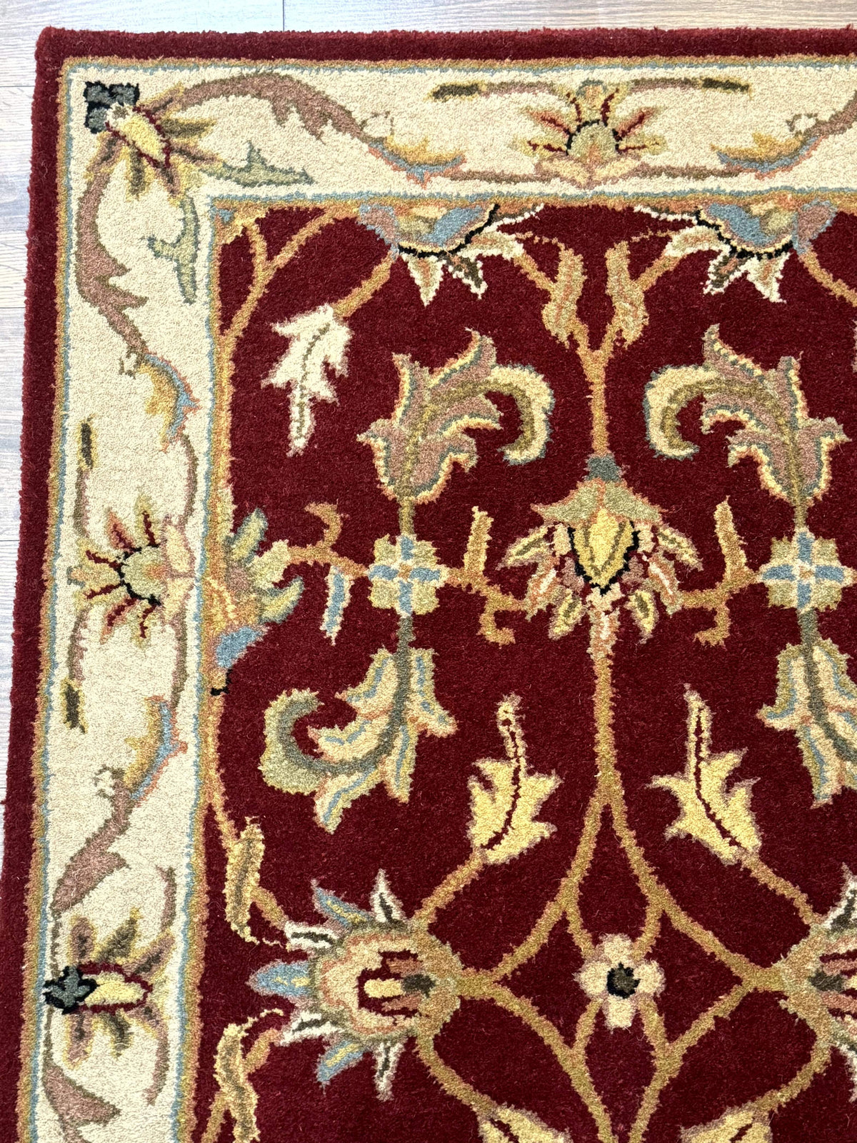 Small Floral Wool Rug 3x5, Safavieh Heritage Collection, Dark Red, Pair A - Jewel Rugs, view 7