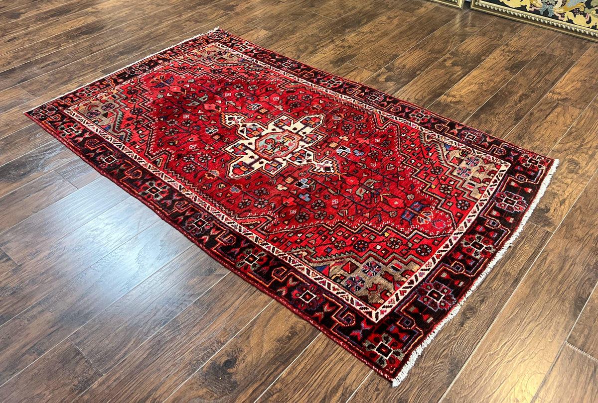 Antique Persian Tribal Rug 4x7, Red, Geometric Medallion, Handmade, Wool, Persian Zanjan Rug - Jewel Rugs, view 3