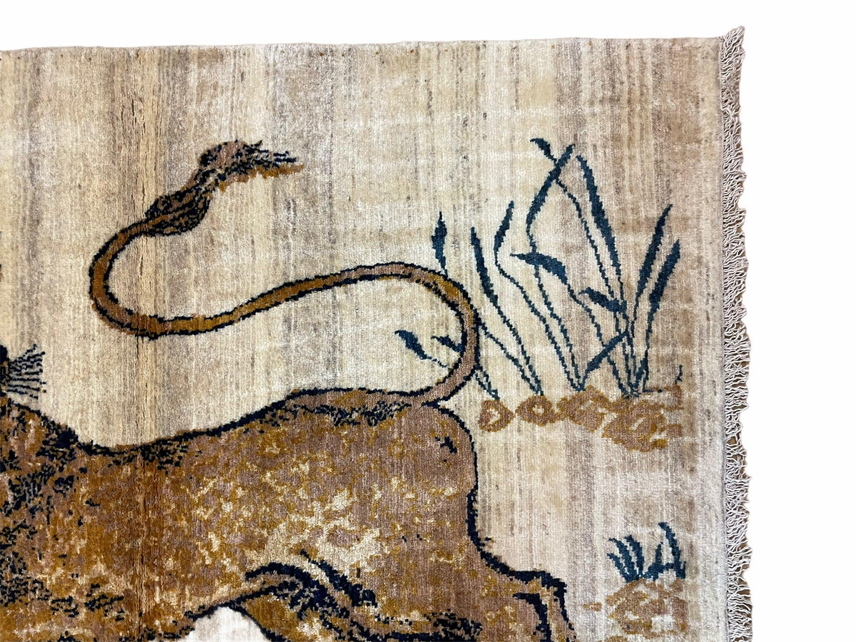 3.5 X 4 Handmade Hand-Knotted New Vintage Rug Quality Wool Lion Organic Dyes - Jewel Rugs, view 7