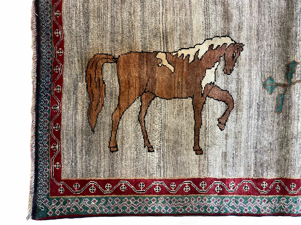 4 X 6 Handmade Rug Zagros New Vintage Quality Wool Rug Horses Silver Brown Nice - Jewel Rugs, view 6