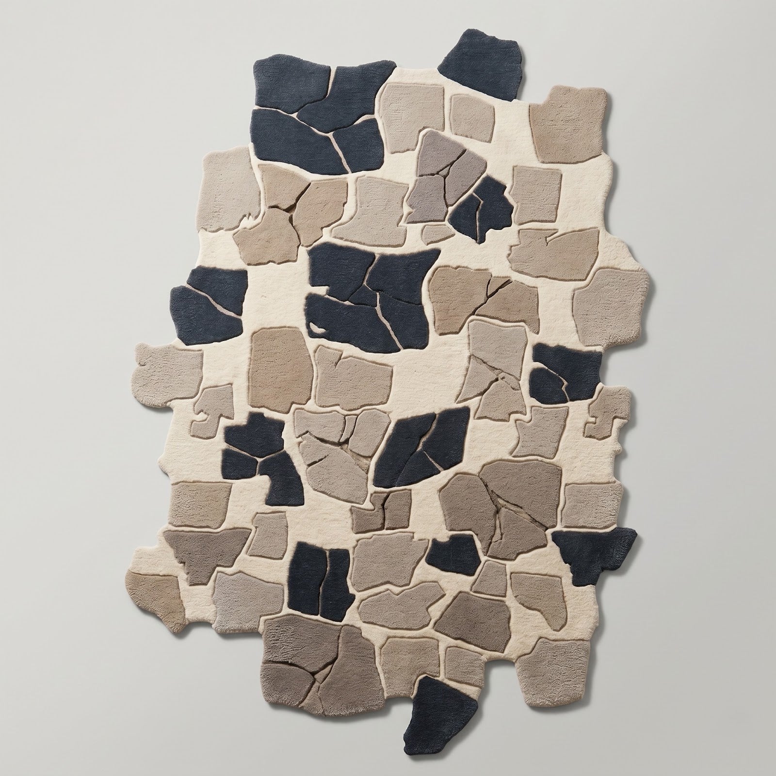 Irregular Mosaic Hand Tufted Wool Rug | Abstract Stone Pattern Area Rug — 2x3 ft'