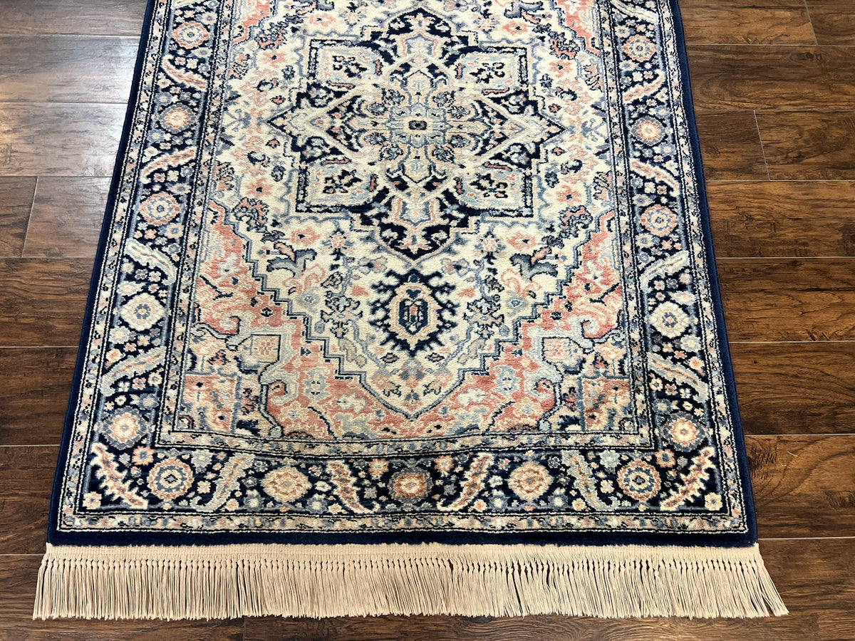Karastan Blue Heriz Rug #748, Vintage Wool Karastan Carpet 4.3 x 6, Discontinued Original 700 Series Karastan Area Rug - Jewel Rugs, view 6