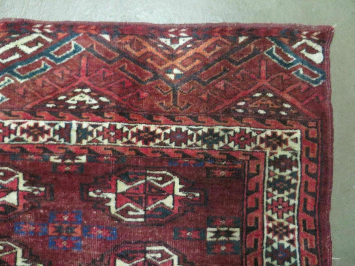 2.5' X 4' Antique Handmade Bokhara Turkoman Yamud Wool Rug Kilim Backing NICE - Jewel Rugs, view 4