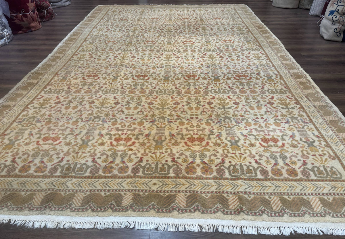 Large Spanish Portuguese Rug 9x15, Beige, Vintage, Allover Pattern, Wool - Jewel Rugs, view 2