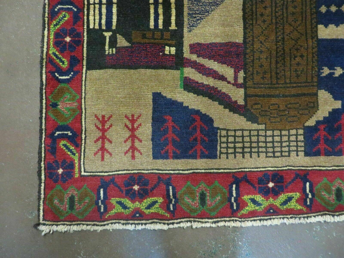 3' X 4' New Vintage Handmade Afghan Balouch Tribal Wool Pictorial Rug # 281 - Jewel Rugs, view 8