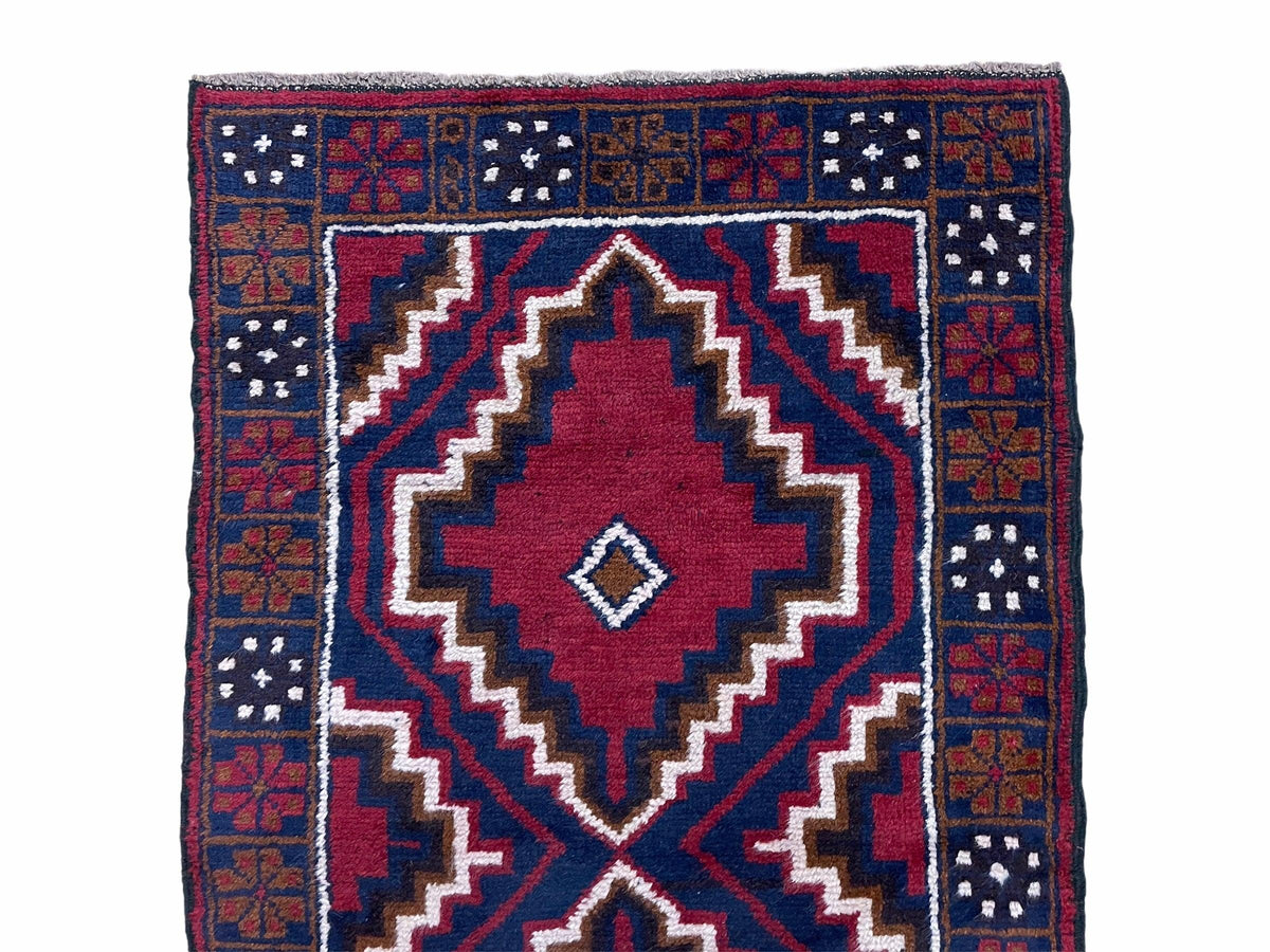3 X 5 Vintage Handmade Tribal Wool Rug Balouchi Rug Afghan Rug Red Beige Nice - Jewel Rugs, view 4