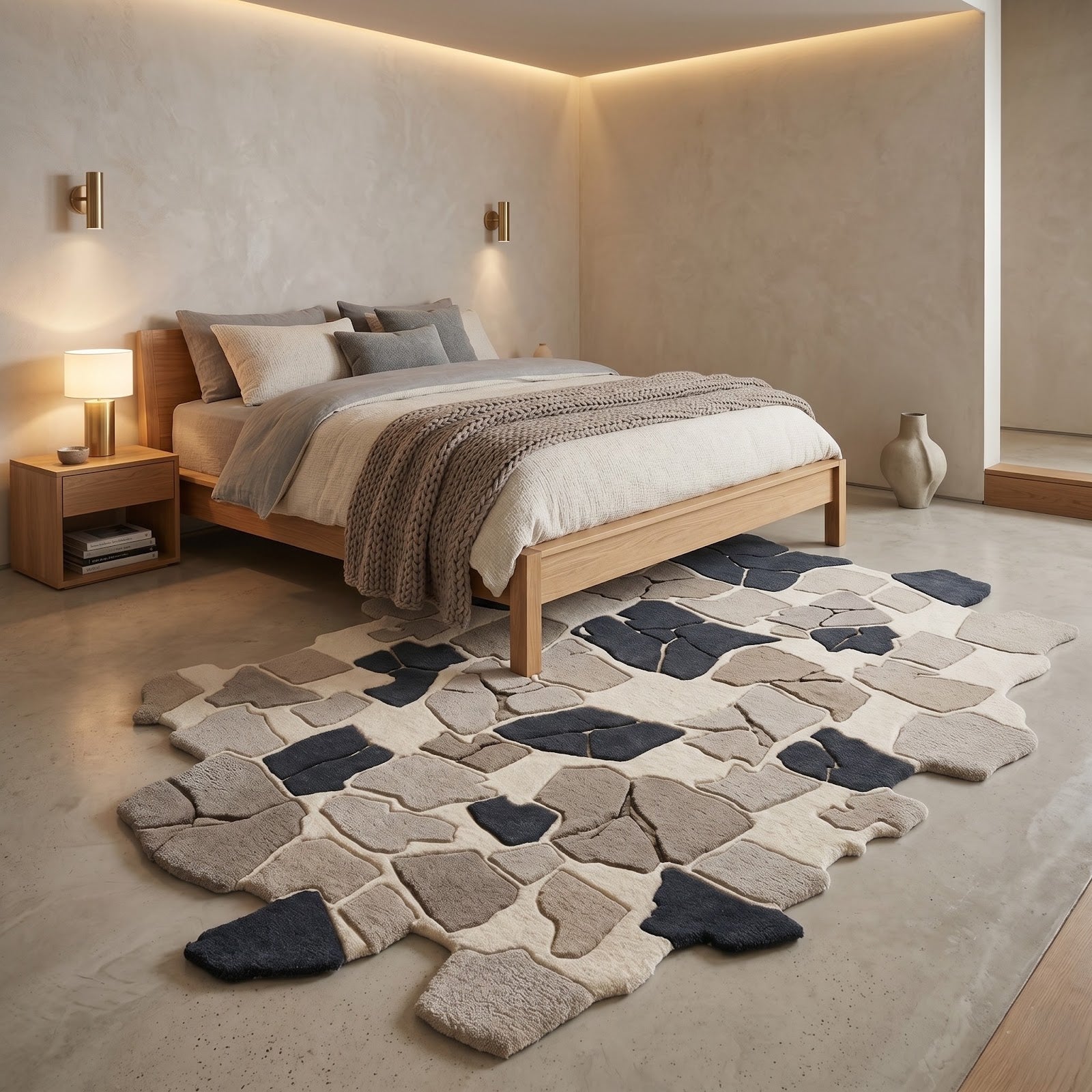 Irregular Mosaic Hand Tufted Wool Rug | Abstract Stone Pattern Area Rug — 2x3 ft'