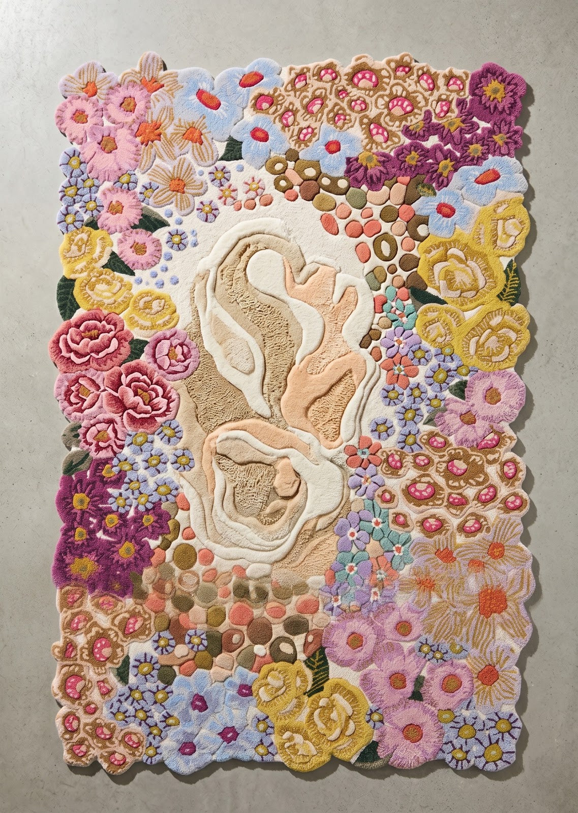 Floral Garden Irregular Hand Tufted Wool Rug | Multicolor Botanical Bloom Statement Area Rug — 2x3 ft'
