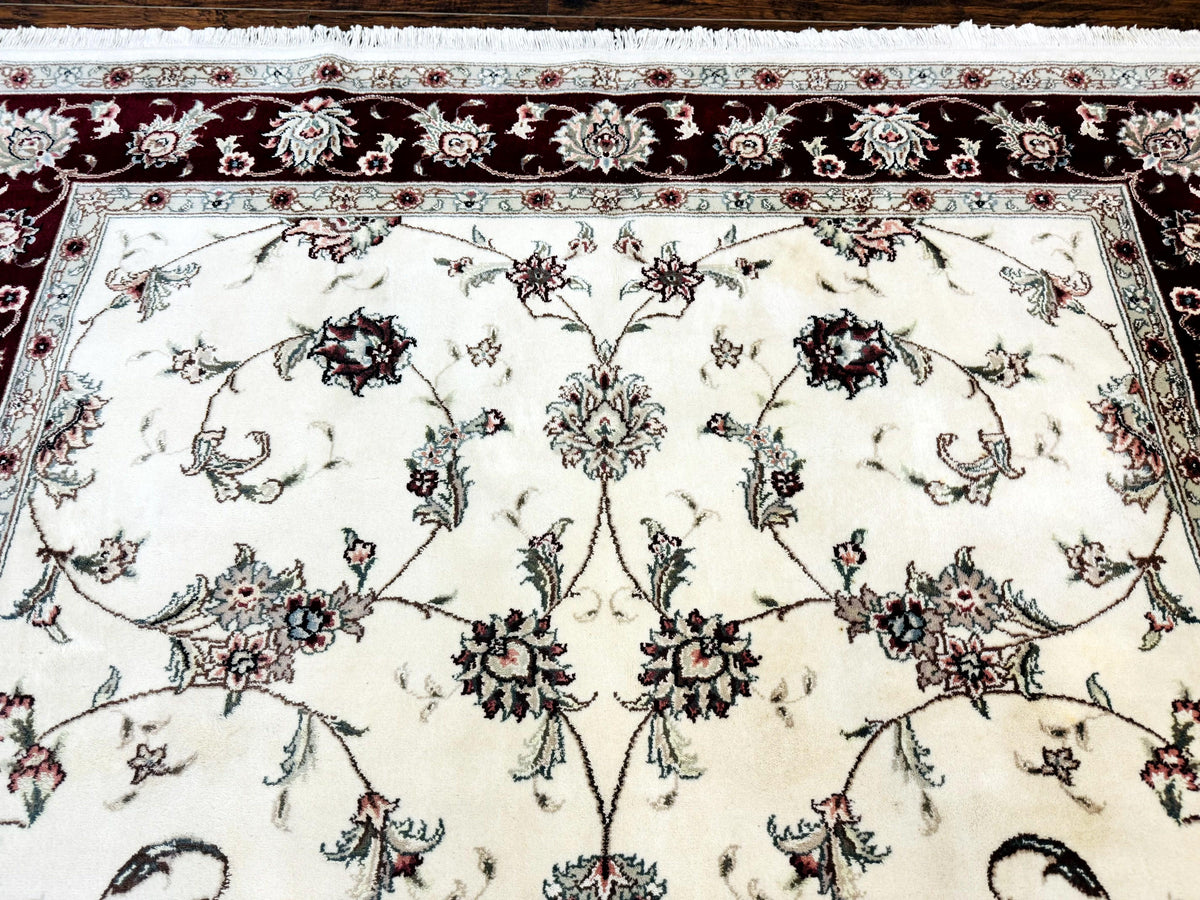 Ivory and Burgundy Pak Persian Rug 6x9 - Jewel Rugs, view 4