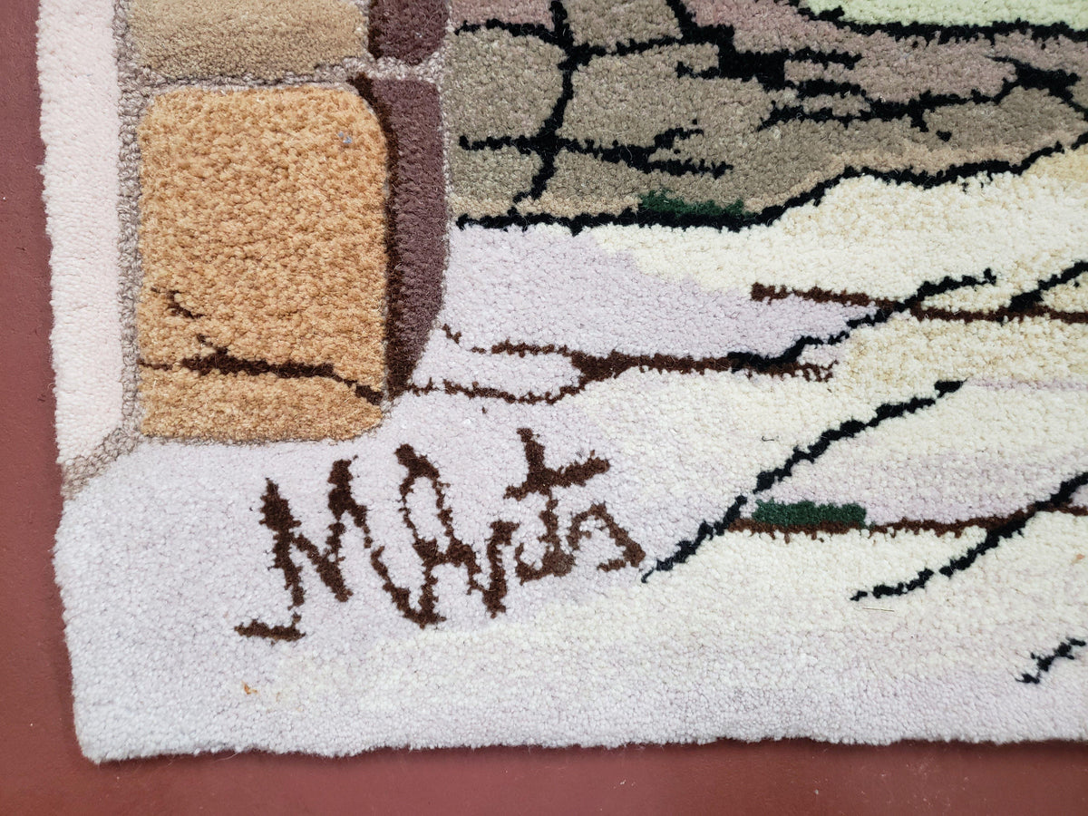 Small Judaica Rug, Rug with Jerusalem Pictorial, Chanuka Gift, Hand-Tufted, Jerusalem Gate, Vintage Judaica, Western Wall Rug, 3x4 Rug - Jewel Rugs, view 9