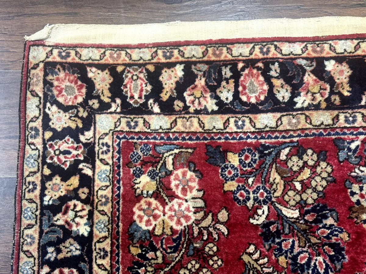 Antique Persian Sarouk Rug 4x7, Floral, Red 1920s Persian Wool Carpet - Jewel Rugs, view 7