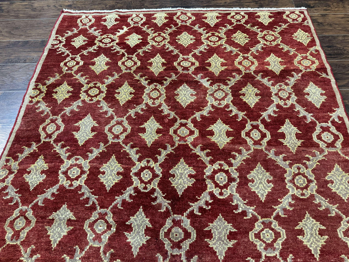 Modern Turkish Oushak Rug 5x8, Brick Red - Jewel Rugs, view 5