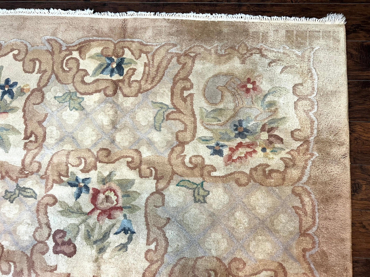 Indo Chinese Aubusson Wool Rug 11x16, Palace Sized Carpet, Oversized Handmade Vintage Rug, European Design - Jewel Rugs, view 8