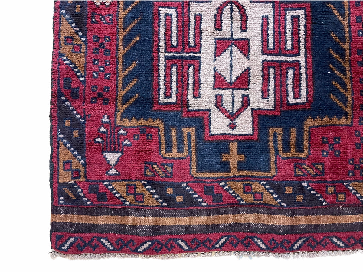 2' 9" X 4' 7" Vintage Handmade Tribal Wool Rug Balouchi Rug Afghan Rug Red Beige - Jewel Rugs, view 8