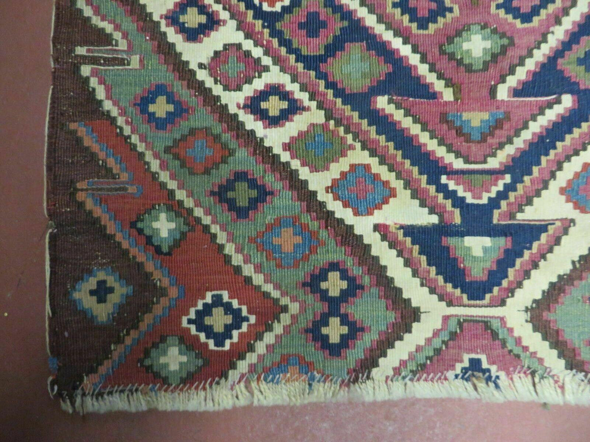 2' 1" X 4' 4" Antique Handmade Bagface Kilim Shirvan Caucasian Wool Rug Nice - Jewel Rugs, view 8