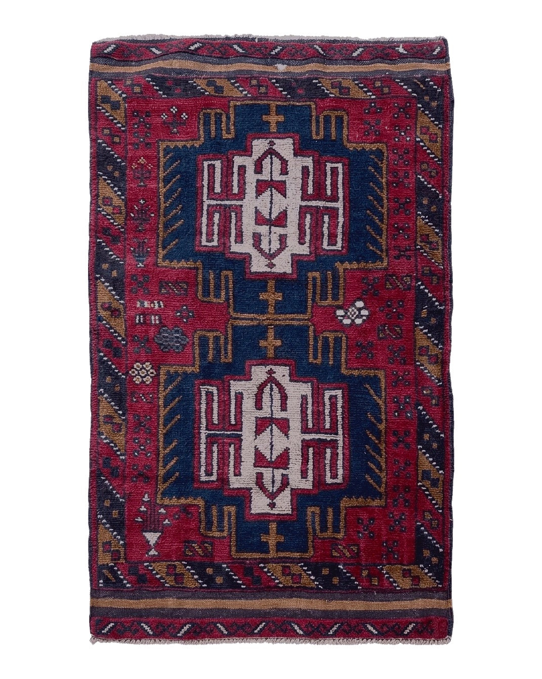 2' 9" X 4' 7" Vintage Handmade Tribal Wool Rug Balouchi Rug Afghan Rug Red Beige - Jewel Rugs