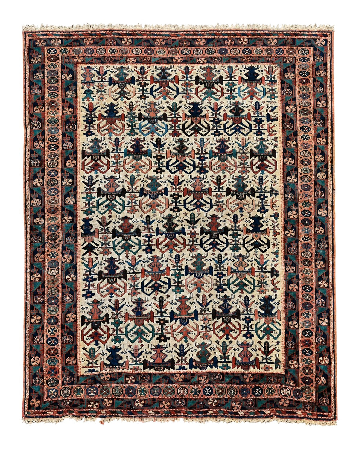 Persian Afshar Rug 5x6, Allover Repeated Motif, Wool Tribal Carpet, Handmade Semi Antique Rug - Jewel Rugs