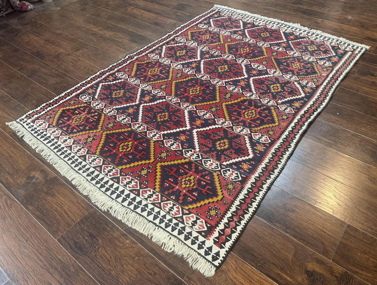 Caucasian Kilim Rug 5x7, Vintage Russian Flatweave Kilim Carpet, Tribal Bohemian Kilim Rug - Jewel Rugs, view 3
