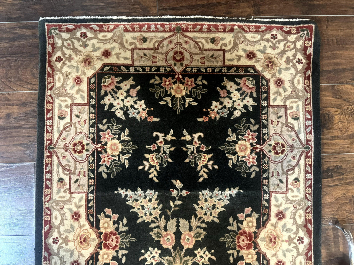Long Pak Persian Runner Rug 2.7 x 21, Floral Allover, Dark Green and Beige, Handmade Wool Runner Rug, 21ft Runner for Hallway - Jewel Rugs, view 3