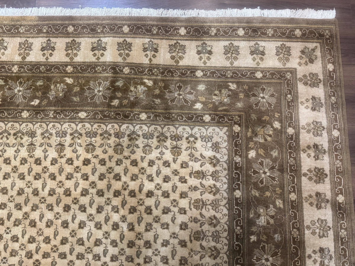 Indo Persian Rug 8x10, Allover Pattern, Beige, Wool Handmade Carpet - Jewel Rugs, view 7