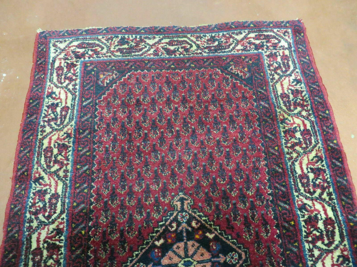 2.5' X 4' Vintage Handmade Indian Amritsar Wool Rug Paisley Design Red - Jewel Rugs, view 4