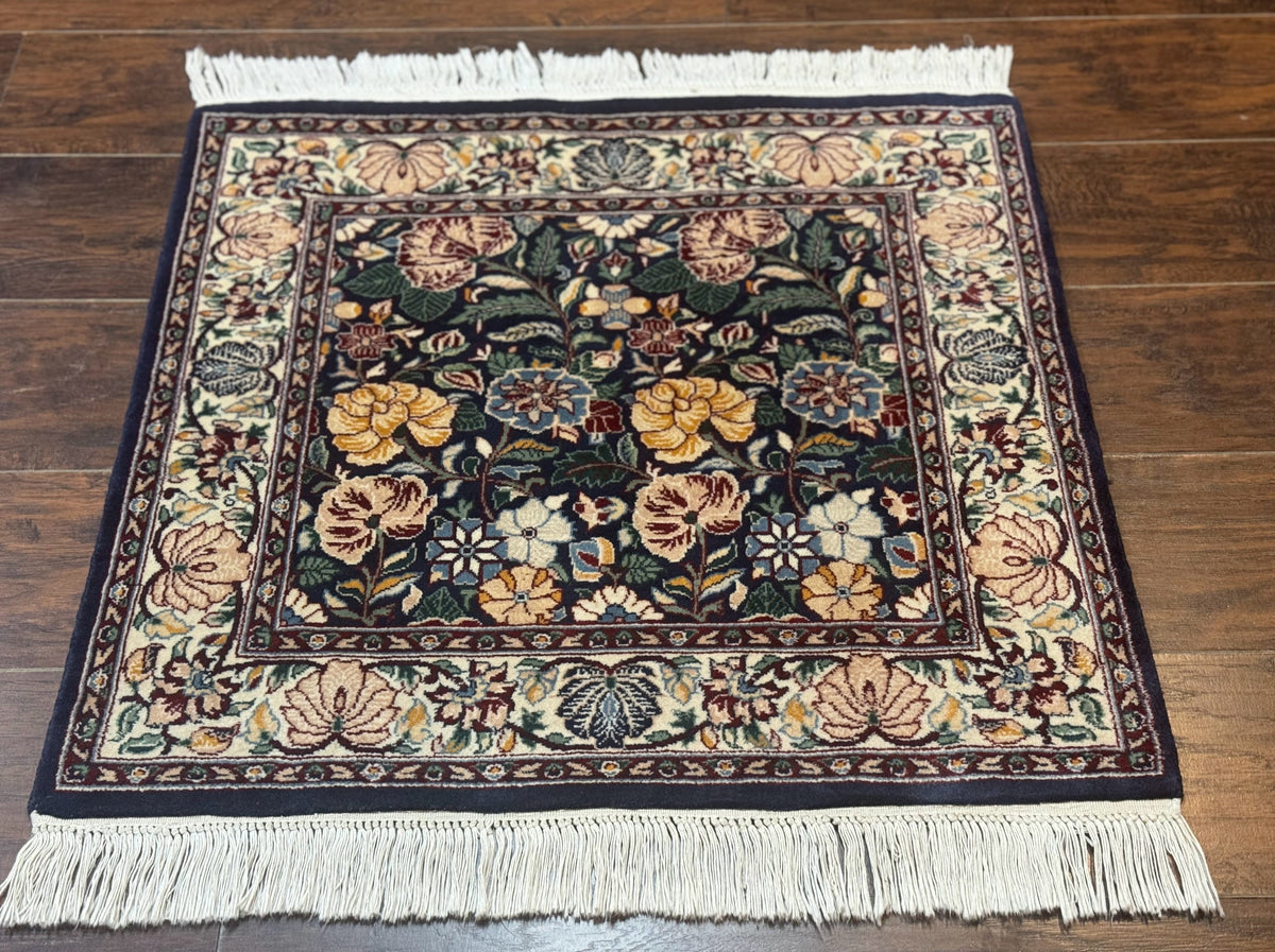 Square Pak Persian Small Rug 2.7 x 2.7, William Morris Design, Dark Green, Floral, Handmade - Jewel Rugs, view 2