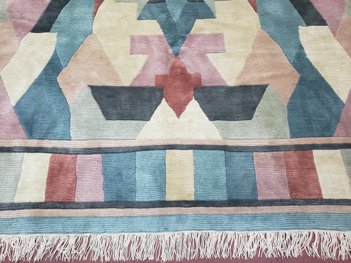 Contemporary Indian Nepalese Area Rug 8x11, Wool Hand-Knotted Modern Multicolor Nepali Abstract Carpet 8 x 11 Soft Playroom Nursery Room Rug - Jewel Rugs, view 6