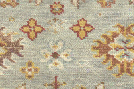 Vintage Oushak Hand Knotted New Zealand Wool Rug | Light Blue & Ivory Turkish Floral Area Rug — 2x3 ft'