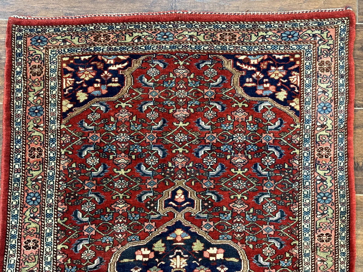 Persian Bidjar Rug 2.7 x 4, Red and Navy Blue, Small Persian Area Rug, Semi Antique - Jewel Rugs, view 13