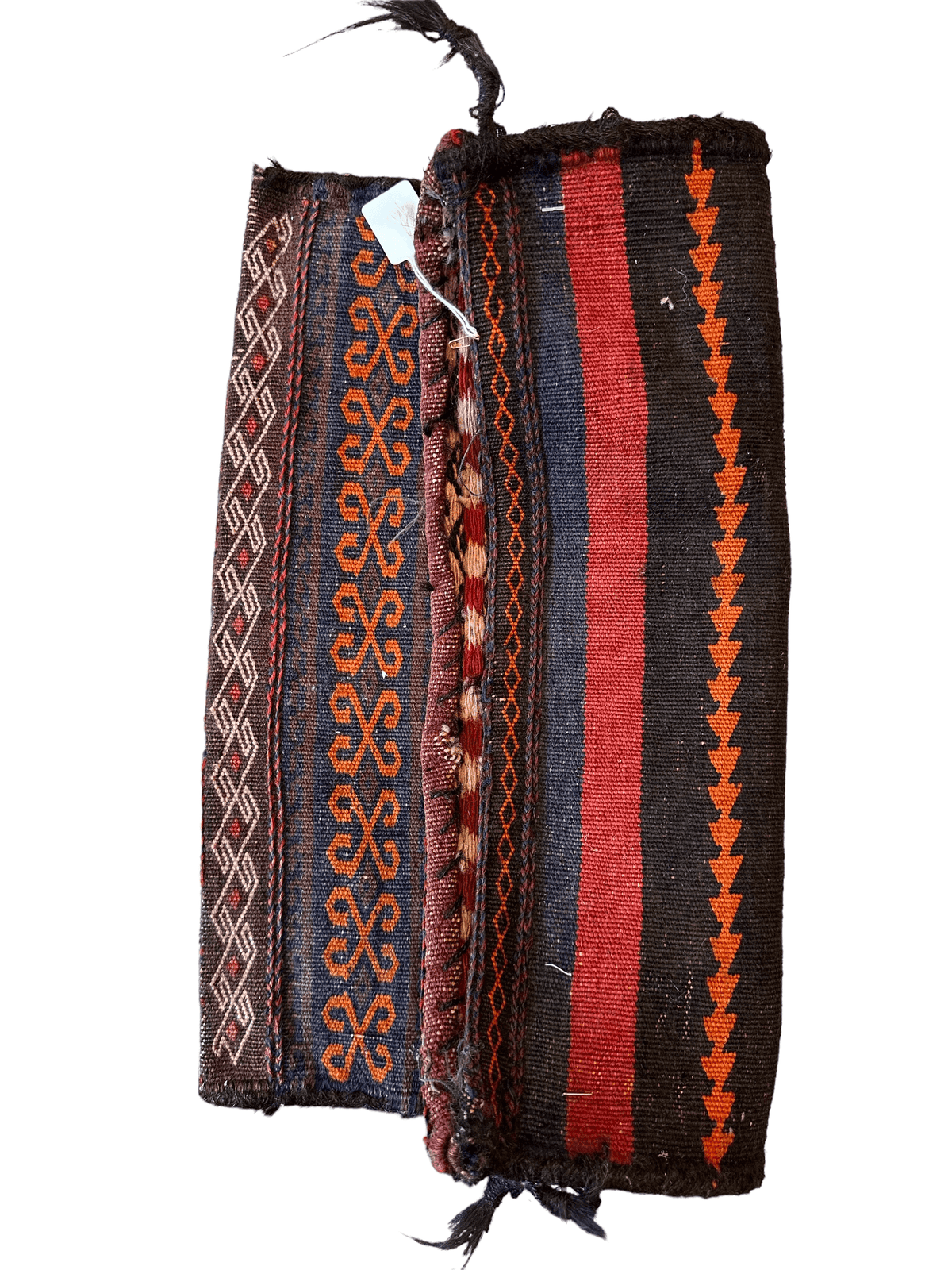 Antique Persian Qashqai Bag Face 1x2 | Brown, Orange & Navy | Hand-Knotted Wool - Rugistan, view 5