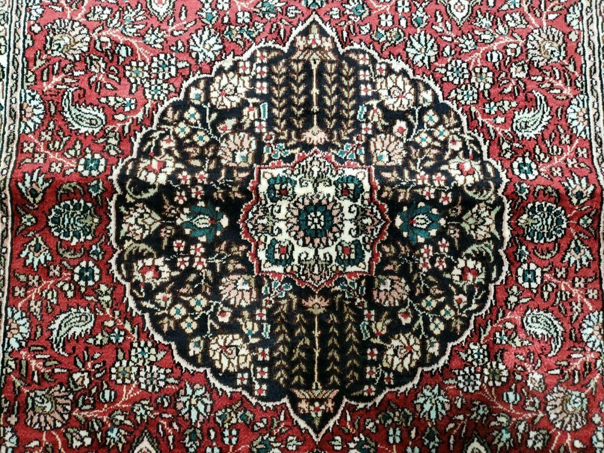 3' X 5' Vintage Fine Handmade India Oriental Kashmir Silk Rug 400 KPSI Wow - Jewel Rugs, view 3