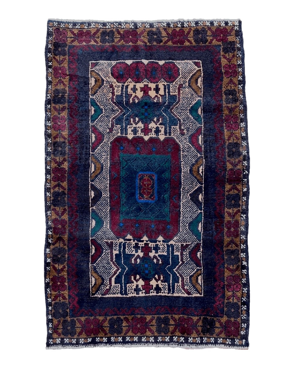 3 X 5 Vintage Handmade Tribal Wool Rug Balouchi Rug Afghan Rug Red Beige Nice - Jewel Rugs